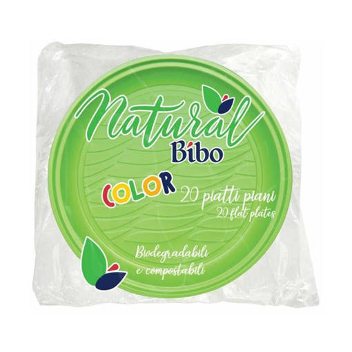 Bibo 20 Piatti piani ø 21,5 cm in Bioplastica - verdi