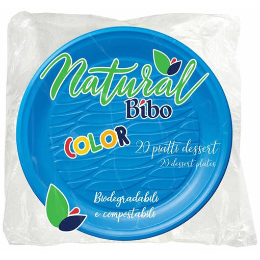Bibo 20 Piatti dessert ø 17 cm in Bioplastica - azzurri