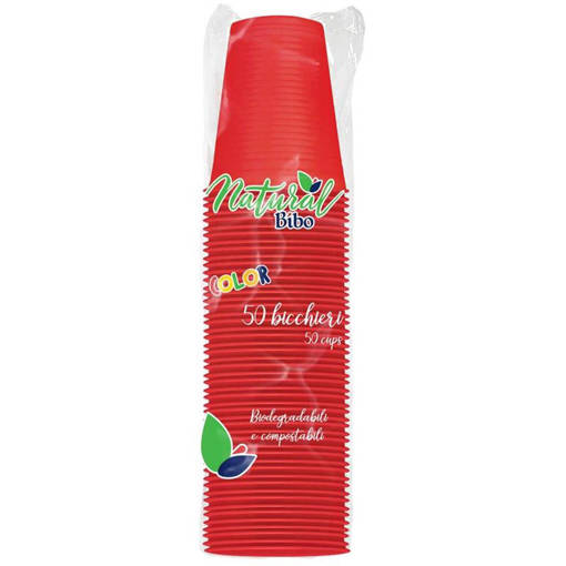 Bibo  50 Bicchieri 200 ml in Bioplastica - rossi