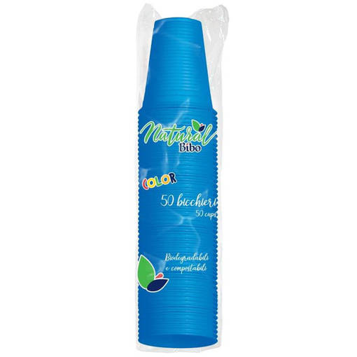 Bibo 50 Bicchieri 200 ml in Bioplastica - azzurri
