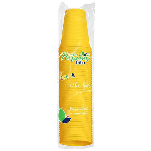 Bibo 50 Bicchieri 200 ml in Bioplastica - gialli