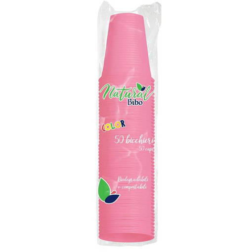 Bibo 50 Bicchieri 200 ml in Bioplastica - rosa