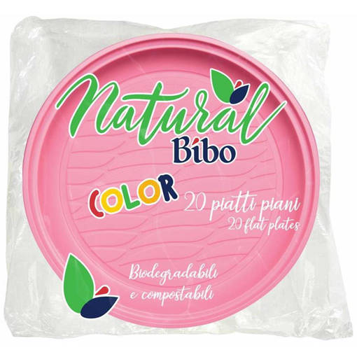 Bibo 20 Piatti piani ø 21,5 cm in Bioplastica - rosa