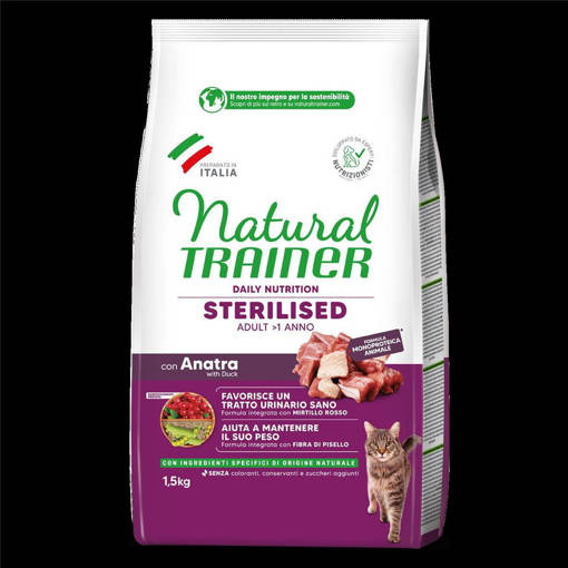 Natural Trainer Gatto Adulto Sterilizzato 1,5 kg Anatra