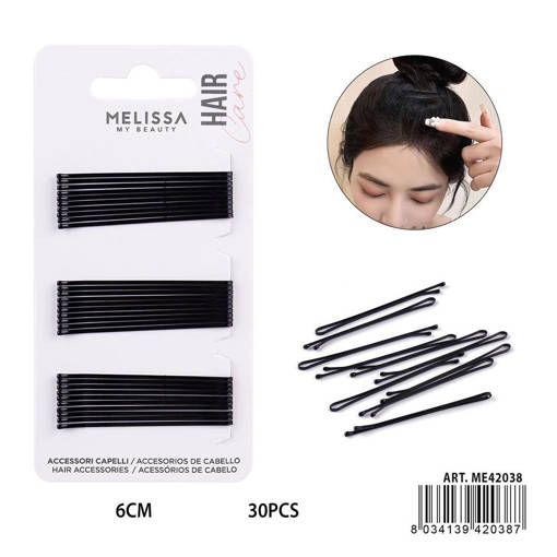 Melissa Mollette Capelli S/Nichel Nere 6Cm 30Pz