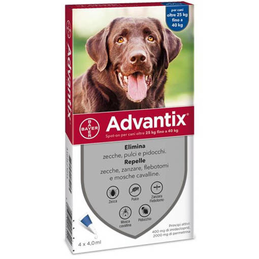 Advantix Spot-on Antiparassitario per Cani da 25 a 40 Kg, 4 pipette da 4,0 ml