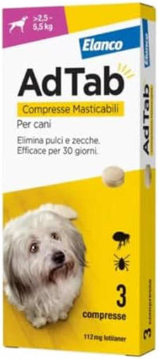 AdTab Rosa Compresse Masticabili per cani 2,5 - 5,5 kg   codice 105723047