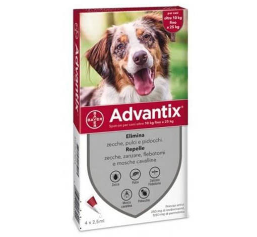 Advantix Spot On Antiparassitario per Cani, 10-25 kg, 4 pipette da 2,5ml