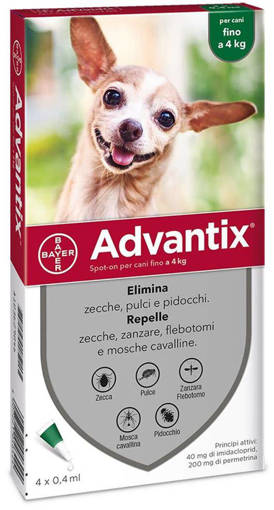 Advantix Spot On Antiparassitario per Cani fino a 4 kg - 4 x 1,0 ml