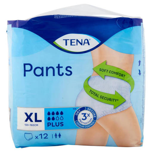 Tena Pants Plus Mutandina Assorbente Misura XL 12 Pezzi, Dispositivo Medico a Marcatura CE Direttiva 9342CEE SS MM