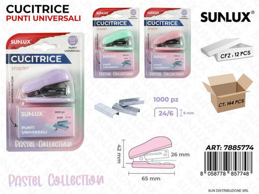 Sunlux - Cucitrice C/ Punti Univ. Pastel 42*65Mm /Pz Da 12** 7885774