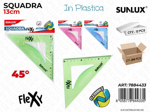 Sunlux - Squadra In Plast. Flexy 13Cm 45Gradi Col. Ass. /Pz Da 12** 7884433