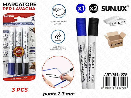 Sunlux - Bl. Marcatore Per Lavagna Ass. 2-3Mm 3Pcs/Pz Da 12** 7884070