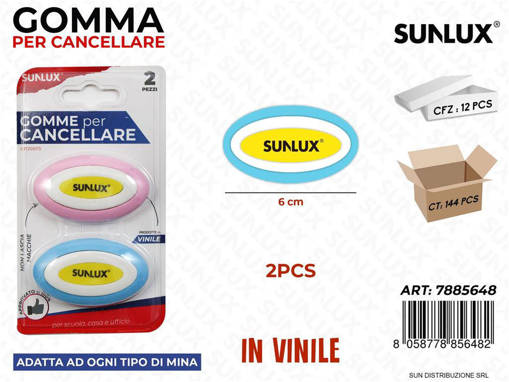 Sunlux - Gomma Per Cancellare 2Pcs Ass. 6Cm /Pz Da 12** 7885648