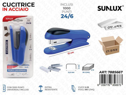 Sunlux - Cucitrice C/ Punti Uni 24/6 12Cm /Pz Da 6** 7885667
