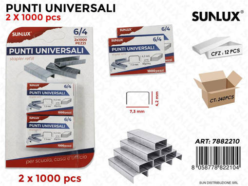 Sunlux - Bl. Punti Universali 2 X 1000 Pcs 6**4Mm/Pz Da 12** 7882210