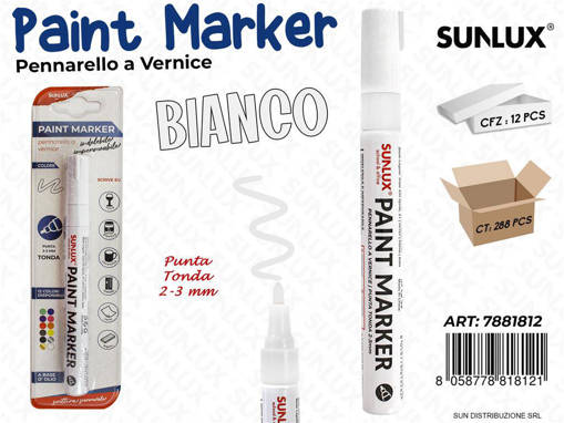 Sunlux - Bl. Pennarello A Vernice Bianco 2-3Mm /Pz Da 12** 7881812