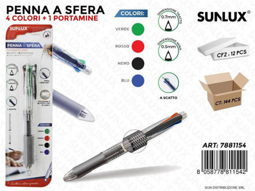 Sunlux - Bl. Penna A Sfera 4Col. - Portamine /Pz Da 12** 7881154