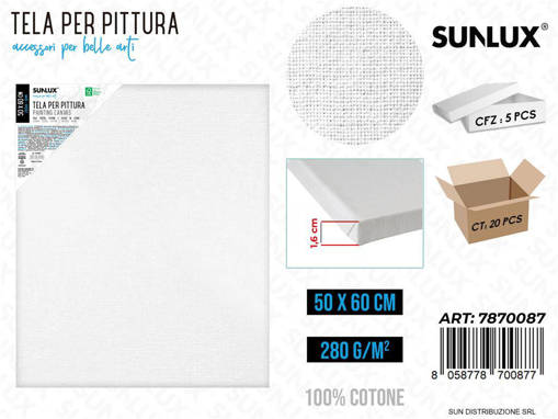 Sunlux - Tela Per Pittura 50*60Cm 16Mm 280Gr /Pz Da 5** 7870087