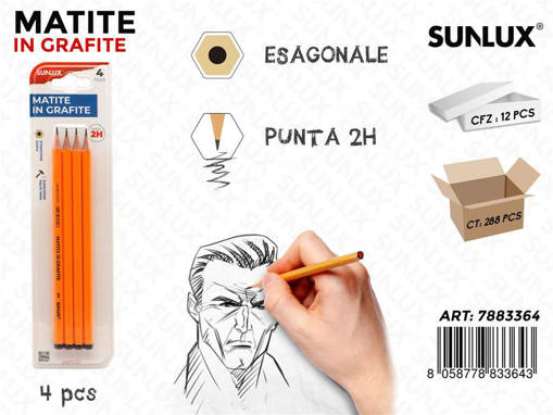 Sunlux - Bl. Matite In Grafite 2H 4Pcs /Pz Da 12** 7883364