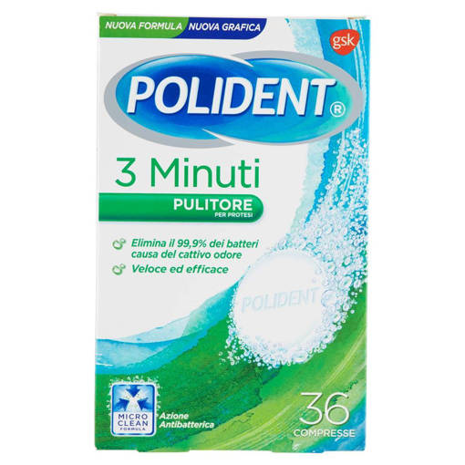 Polident 3 minuti Pulitore Protesi Dentali 36 Tabs