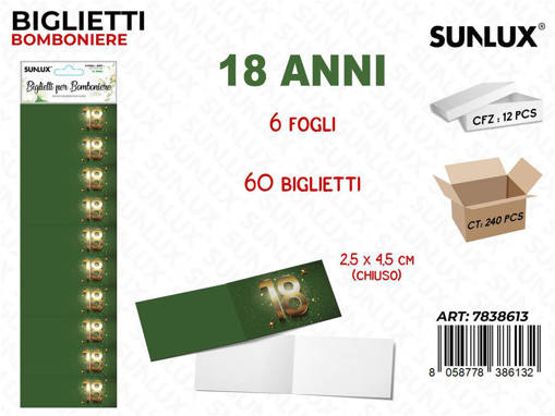 Sunlux Biglietti Bomb. 18Anni 6Ff 60Pcs /Pz Da 12**