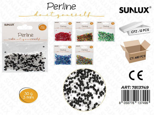 Sunlux Perline Ass. C/ Foro 3Mm 30Gr /Pz Da 12**