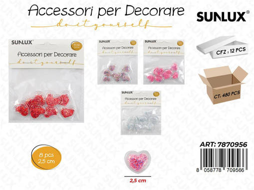 Sunlux Accessori Per Decorare 1 Confezione 8 Pezzi Colori Assortiti 2.5 Cm
