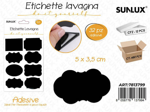 Sunlux Etichette Lavagna Adv 32Pcs 5*3.5Cm /Pz Da 12**
