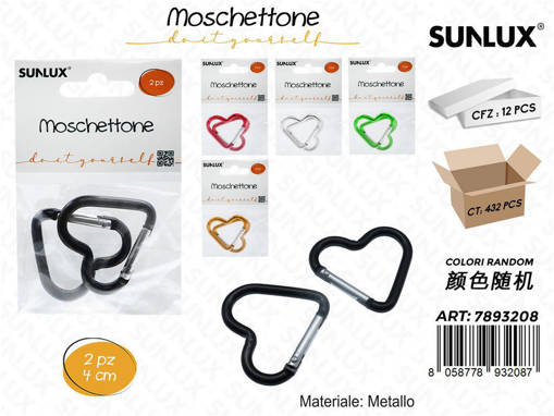 Sunlux Moschettone Cuore Metallo 2Pcs 4Cm