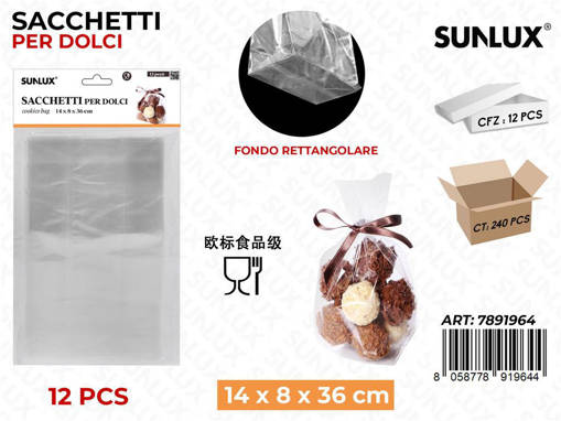 Sunlux Sacchetto Per Dolci 12Pcs 14*8*36Cm