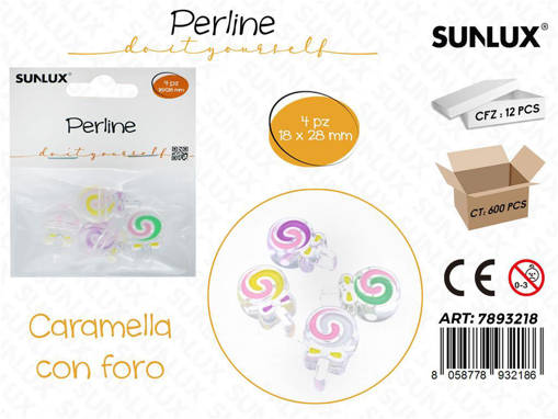 Sunlux Perline Forate Caramella 4Pcs 18*28Mm