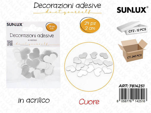 Sunlux Dec. Adesive Cuore 24Pcs 2Cm