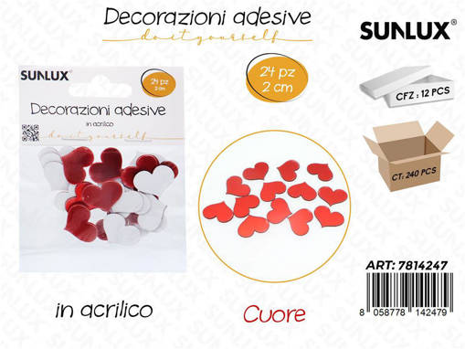 Sunlux Dec. Adesive Cuore 24Pcs 2Cm