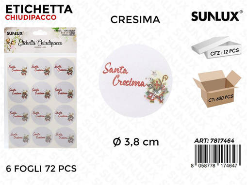 Sunlux Etichetta Chiudipacco Cresima 72Pcs D.3.8Cm