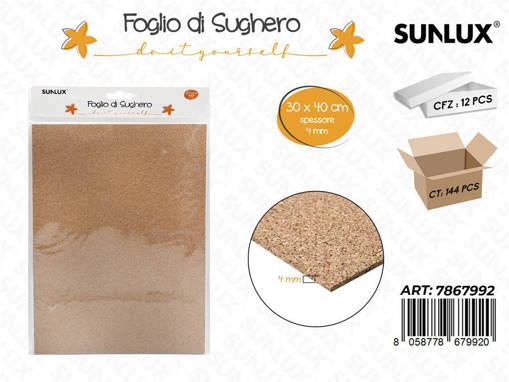 Sunlux Foglio Di Sughero 30*40Cm*4Mm/Pz Da 12**