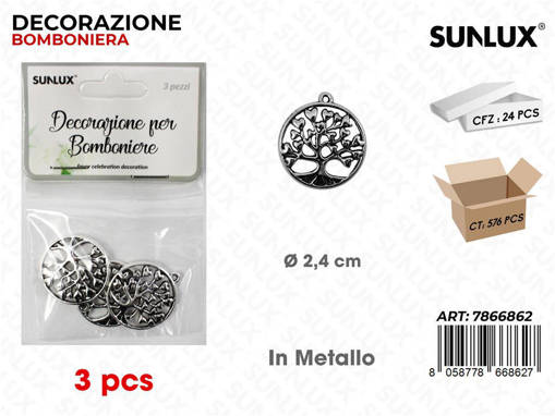 Sunlux Dec. Bomb. In Metallo 3Pcs D.2.4Cm /Pz Da 24**