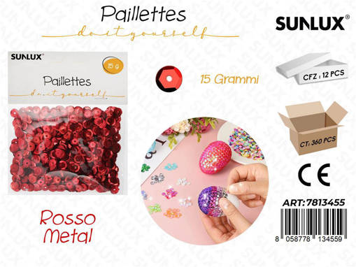Sunlux Paillettes Rosso Metal 15Gr / Pz Da 12**