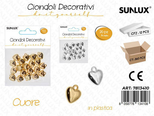 Sunlux Ciondoli Dec. Plast. Cuore 20Pcs 14Mm /Pz Da 12**