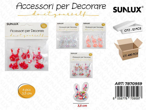Sunlux Accessori Per Decorare 1 Confezione 6 Pezzi Colori Assortiti 3.5 Cm
