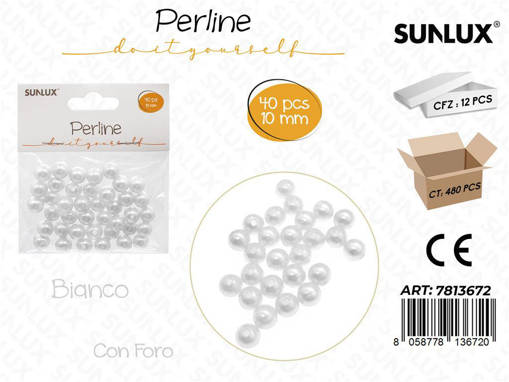 Sunlux Perline Bia. C/ Foro 40Cs 10Mm /Pz Da 12**