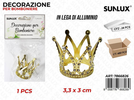 Sunlux Dec. Bomb. Corona Oro C/ Bril. 3.3*3Cm /Pz Da 24**