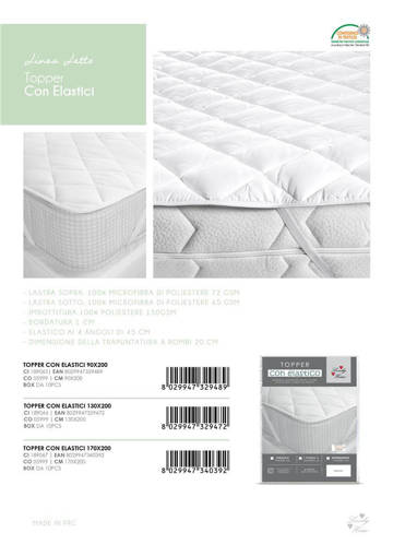 Topper C/elastico 1 Piazza 90x200