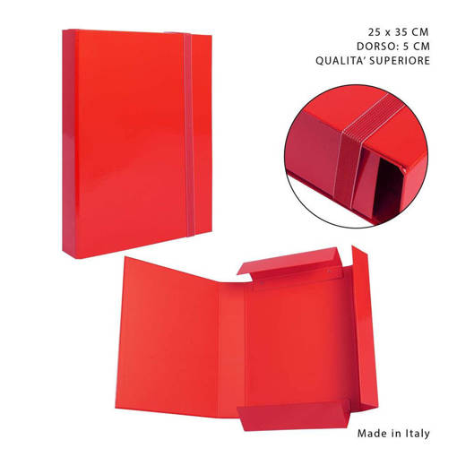 Pryma Cartella 3/L Elast.Piatto D5 25X35Cm Rosso 0212491