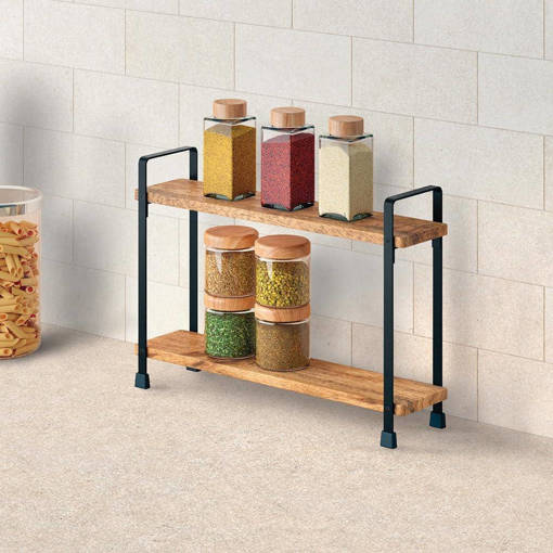 Metaltex Porta Spezie 2 Piani Cm 34X8X23 Legno Di Acacia Touchtherm Lava York Line Lava