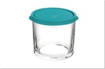 Bormioli Rocco Frigoverre Tonda, diametro 10 cm, Alta, Azzurro, con Coperchio, 0,35 litri
