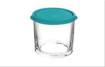 Bormioli Rocco Frigoverre Tonda, diametro 10 cm, Alta, Azzurro, con Coperchio, 0,35 litri