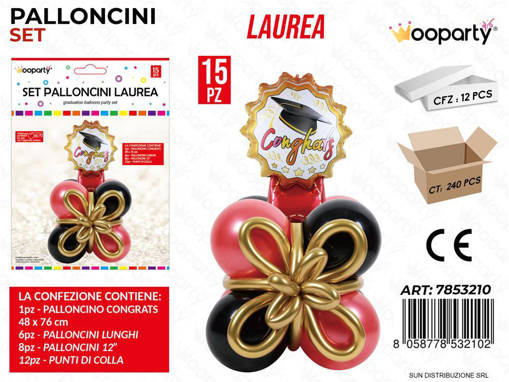 Wooparty Set Palloncini Laurea 15Pcs Ass. /Pz Da 12**