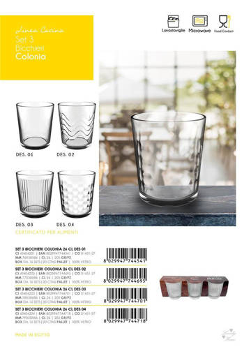 Bicchieri Colonia 26 cl Des 01, 3 Pezzi