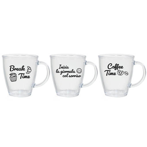 Tazza Vetro Stamp Clara 350 Ml Assortiti